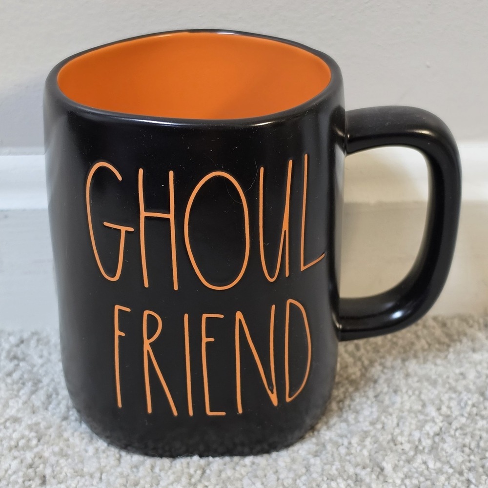 Rae Dunn "Ghoul Friend" Halloween Mug Black Orange Artisan Collection NWT‎